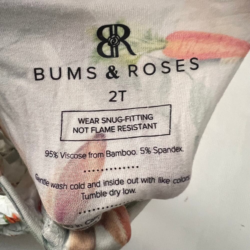 Bums & Roses Footies Rabbit Carrot One Piece Zip Up Toddler Size 2T - Picture 3 of 6